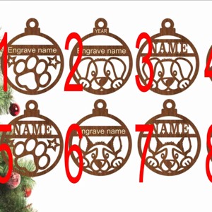 Fa karácsonyfadísz  kutyás motívumokkal (4 aranyos dizájn) - karácsony - karácsonyi lakásdekoráció - karácsonyfadíszek - Meska.hu