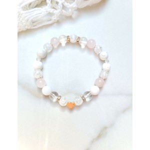 Rosegold szívecskés ásványkarkötő, Ékszer, Karkötő, Ásványkarkötő, , MESKA