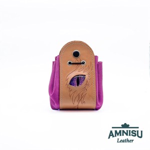 Bézs - pink sárkányszemes bőr 2in1 szütyő és kockatálca - Adriel - játék & sport - szerepjáték - Meska.hu