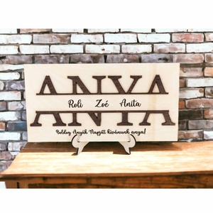 Személyre szabott 'Anya' feliratú tábla nevekkel - Egyedi gravírozott ajándék családtagok nevével, különleges al - Meska.hu