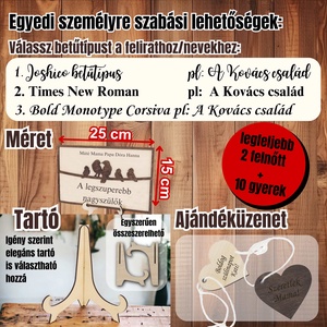 Személyre szabható Madácsalád tábla nevekkel - Ajándék Édesanyáknak, Nagyszülőknek Karácsonyra, születésnapra - otthon & életmód - dekoráció - asztal és polc dekoráció - asztaldísz - Meska.hu