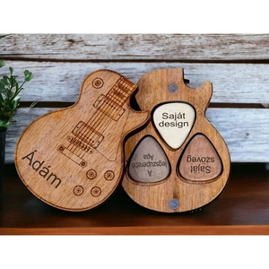 Egyedi fa gitárpengetők mágneses tartóval � Tökéletes személyre szabott ajándék gitárosoknak - Prémium gitárpengető - Meska.hu
