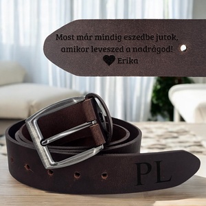 Személyre Szabott Bőr Öv Férfiaknak � Ajándék Apáknak Férjnek � Kézzel készített valódi bőr öv vicces felirattal, névvel - Meska.hu