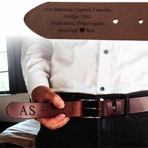 Személyre Szabott Bőr Öv Férfiaknak � Ajándék Apáknak Férjnek � Kézzel készített valódi bőr öv vicces felirattal, névvel - Meska.hu