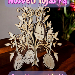 Személyre szabható húsvéti családfa névre szóló tojásokkal, Ünnepi díszek, dekorációk, Húsvéti díszek és dekorációk, Húsvéti tojásfadíszek, Gravírozás, pirográfia, MESKA