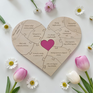 Szív alakú egyedi puzzle - Gravírozott ajándék anyáknak - Fa kirakó névvel - játék & sport - puzzle - forma puzzle - Meska.hu