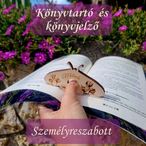 Molylepke alakú könyvlap tartó hozzá tartozó kulcstartóval, Könyv & Zene, Könyvjelző, Gravírozás, pirográfia, MESKA