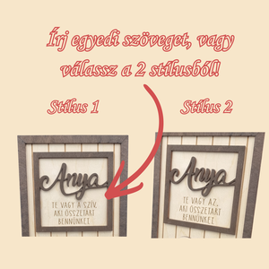 Egyedi gravírozott családi képkeret, Anya, te vagy az, aki összetart bennünket, névre szóló fa ajándék - otthon & életmód - dekoráció - kép & falikép - fából készült kép - Meska.hu