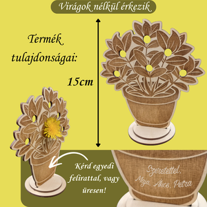 Fa virágtartó dekor � egyedi gravírozott virágcserép, saját virágokhoz, anyák napi ajándék, természet ihlette ajándék - otthon & életmód - dekoráció - kép & falikép - fából készült kép - Meska.hu