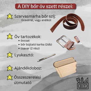DIY férfi bőr öv készlet gravírozható szarvasmarha bőr szíjjal - diy (csináld magad) - egységcsomag - Meska.hu