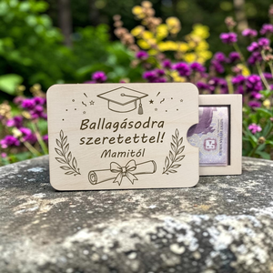 Gravírozott pénzátadó tartó � egyedi felirattal, stílusokkal, ballagásra, karácsonyra, születésnapra, ünnepnapokra - Meska.hu