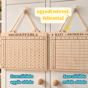 Kétoldalas gravírozott szorzótábla gyerekeknek � egyedi névvel - matek tanulás - játék & sport - készségfejlesztő és logikai játék - oktató játékok - Meska.hu