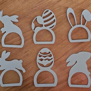 Húsvéti nyuszi szalvétagyűrű szett � 6 db matt szürke dekor - ünnepi díszek, dekorációk - húsvéti díszek és dekorációk - húsvéti asztaldíszek - Meska.hu