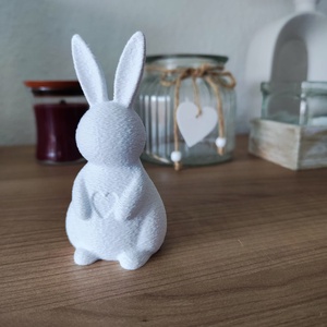 Szívvel díszített 3D nyuszi figura � 14 cm-es ülő bunny - ünnepi díszek, dekorációk - húsvéti díszek és dekorációk - húsvéti asztaldíszek - Meska.hu