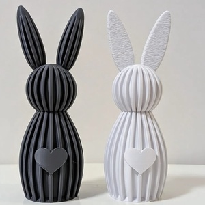 Bordázott Nyuszi Szívvel � Fekete-Fehér Minimalista Dekor Kétfajta változatban, Ünnepi díszek, dekorációk, Húsvéti díszek és dekorációk, Húsvéti asztaldíszek, Mindenmás, MESKA