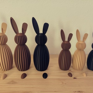 Japandi Bordázott Nyuszi Kollekció � 4 méret, álló/lehajló fülekkel - ünnepi díszek, dekorációk - húsvéti díszek és dekorációk - húsvéti ablakdíszek - Meska.hu