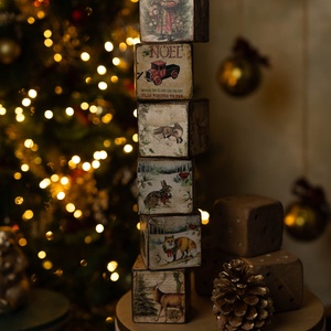 Karácsonyi mesekockák fából , Karácsony, Karácsonyi lakásdekoráció, Ünnepi asztaldekoráció, Famegmunkálás, Decoupage, transzfer és szalvétatechnika, MESKA