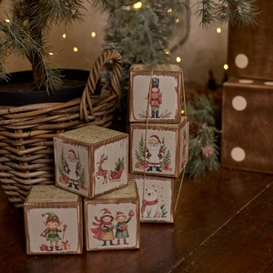 Karácsonyi mesekockák fából , Karácsony, Karácsonyi lakásdekoráció, Karácsonyi lakásdíszek, Famegmunkálás, Decoupage, transzfer és szalvétatechnika, MESKA