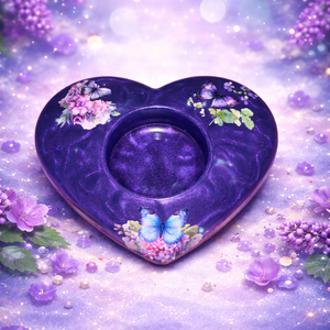 Lila szív alakú epoxi tea mécses gyertyatartó - Meska.hu