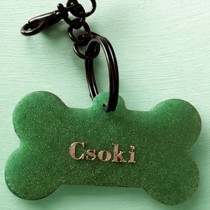 Egyedi zöld epoxi kutyabiléta � névre szóló biléta kutyanyakörvre (Csoki) - Meska.hu