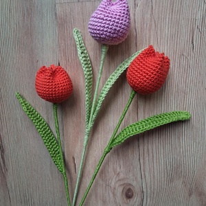 Horgolt tulipán(ok), Otthon & Életmód, Virágdekoráció, Virágok, Szálas virág, Horgolás, MESKA