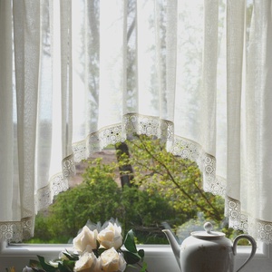 Panoráma függöny finom krém színű csipkével kis ablakra, Otthon & Lakás, Lakástextil, Függöny és kiegészítő, Függöny, Varrás, MESKA