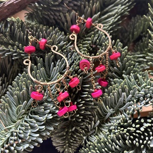 Pille könnyű pink fülbevaló, Ékszer, Fülbevaló, Lógó fülbevaló, Ékszerkészítés, MESKA