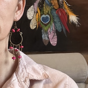 Pille könnyű pink fülbevaló - ékszer - fülbevaló - lógó fülbevaló - Meska.hu