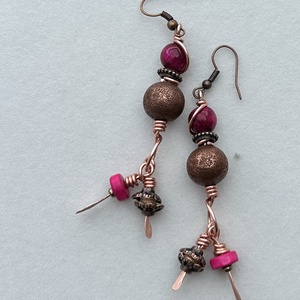 Pink achát fülbevaló - Meska.hu