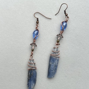 Kék kalcit  ásvány  fülbevaló, Ékszer, Fülbevaló, Lógó fülbevaló, Ékszerkészítés, MESKA