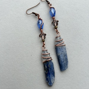 Kék kalcit  ásvány  fülbevaló - ékszer - fülbevaló - lógó fülbevaló - Meska.hu