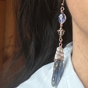 Kék kalcit  ásvány  fülbevaló - ékszer - fülbevaló - lógó fülbevaló - Meska.hu