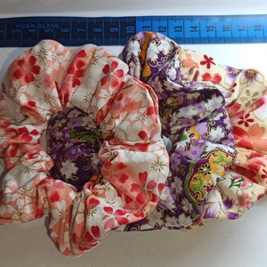 Sakura scrunchie csomag, 3 db japán stílusú pamut hajgumi , Ruha & Divat, Hajdísz & Hajcsat, Hajgumi, Varrás, MESKA