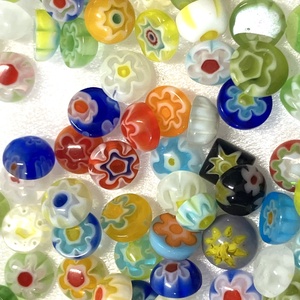 Millefiori kerek cabochon 6 mm, vegyes színben - kellékek & szerszámok - gyöngyfűzés kellékek - egyéb alkatrész - Meska.hu