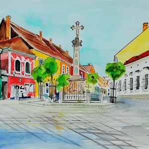  Szentendre akvarell - Meska.hu