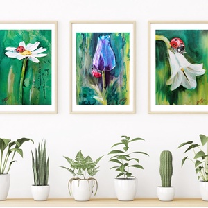 Tavaszi szépség EREDETI akvarell festmény, természet, virág, katicabogár, Művészet, Akvarell, Festmény, Fotó, grafika, rajz, illusztráció, Festészet, MESKA