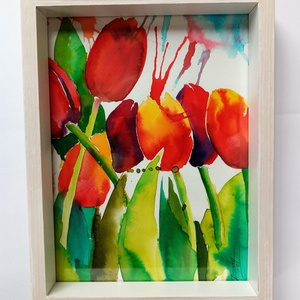 EREDETI akvarell festmény, Tulipánok, tulipán, virág, ajándék - művészet - festmény - akvarell - Meska.hu