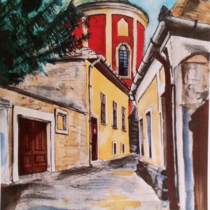 Szentendre, Ortodox templom, Otthon & Életmód, Dekoráció, Kép & Falikép, Művészi nyomat, Festészet, Fotó, grafika, rajz, illusztráció, MESKA