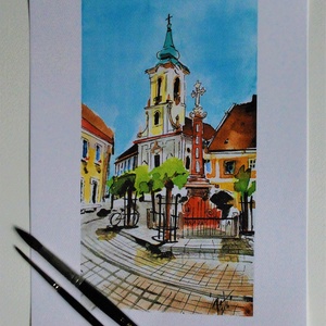  Szentendre akvarell, Otthon & Életmód, Dekoráció, Kép & Falikép, Művészi nyomat, Festészet, Fotó, grafika, rajz, illusztráció, MESKA