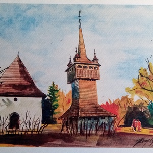 Szentendrei Skanzen, akvarell festmény - művészet - grafika & illusztráció - művészi nyomat - Meska.hu