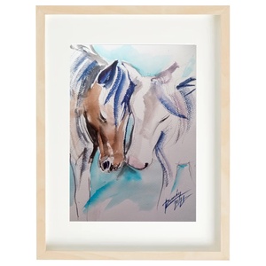  Együttlétben EREDETI akvarell festmény, lovak, ló, barátság, szerelem - művészet - festmény - akvarell - Meska.hu