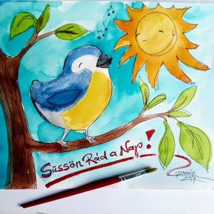 Illusztráció, Festmény, Grafika, Pozitív pszichológiájú grafika, vidámság, happy - művészet - festmény - akvarell - Meska.hu