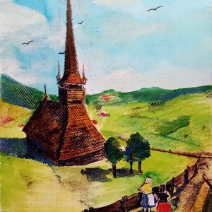 Erdély, erdélyi akvarell festmény, erdélyi táj - művészet - festmény - akvarell - Meska.hu