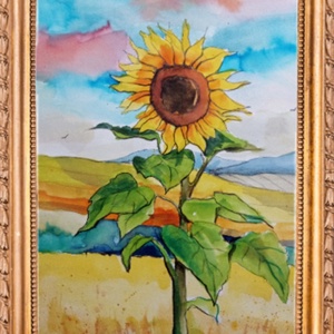 Napraforgó akvarell festmény, természet, virág,  - művészet - festmény - akvarell - Meska.hu