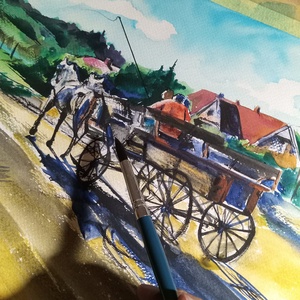 Vidéken Eredeti akvarell festmény - művészet - festmény - akvarell - Meska.hu