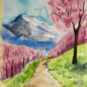 Természet szépsége, virágzó fák, Művészet, Festmény, Akvarell, Festészet, Gyertya-, mécseskészítés, MESKA