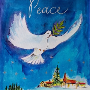 Karácsonyi rege akvarell festmény, karácsony, tájkép - Meska.hu