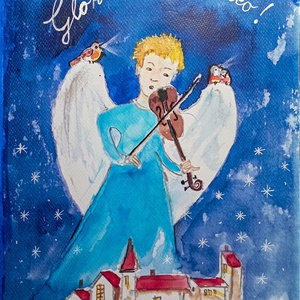 Karácsonyi rege akvarell festmény, karácsony, tájkép -  - Meska.hu