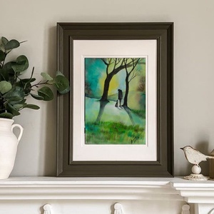 Ködös hajnal EREDETI akvarell festmény, kutyás dekoráció, Művészet, Festmény, Akvarell, Festészet, Fotó, grafika, rajz, illusztráció, MESKA