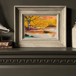 Téli hajnal akvarell festmény - Meska.hu